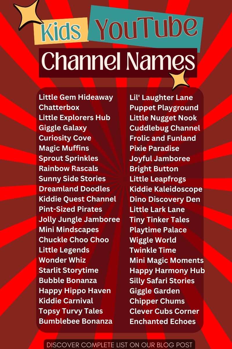 650 Best and Catchy YouTube Channel Names for Kids