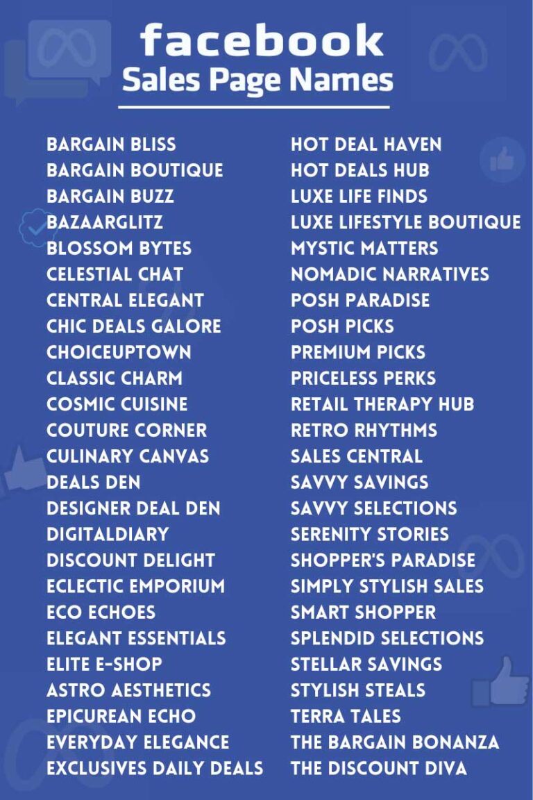 200 Best and Unique Facebook Sales Page Name Ideas