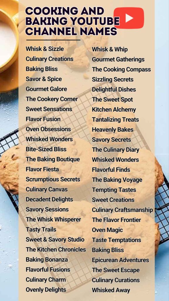 Cooking and Baking YouTube Channel Name Ideas