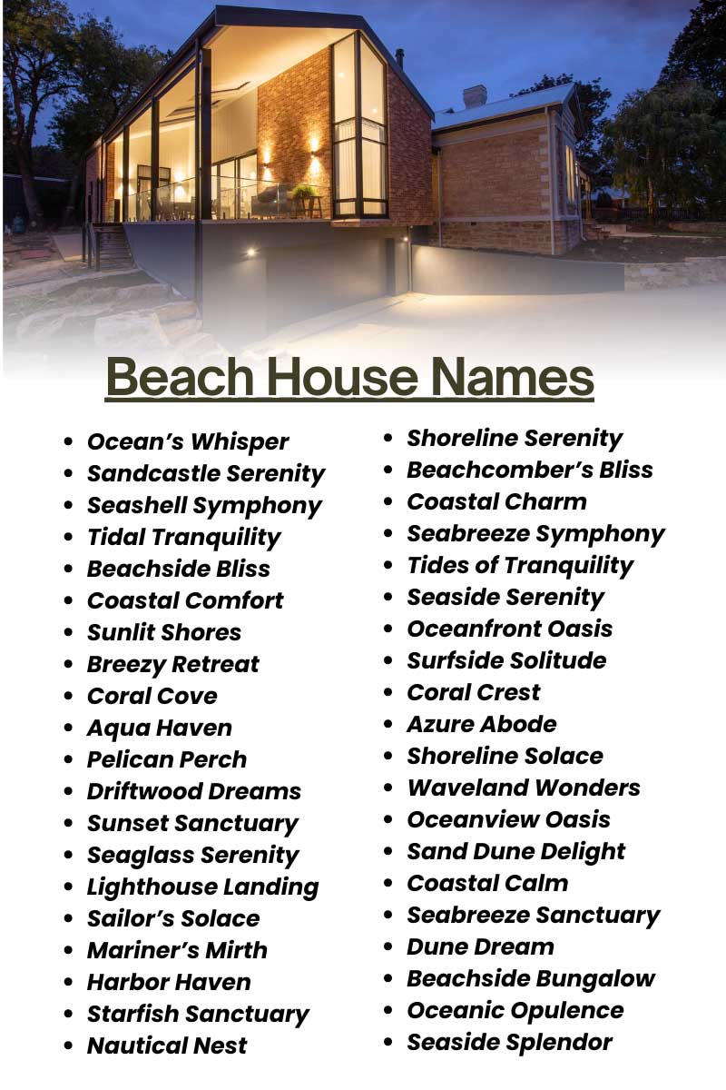 Unique And Creative Beach House Names With Slogans