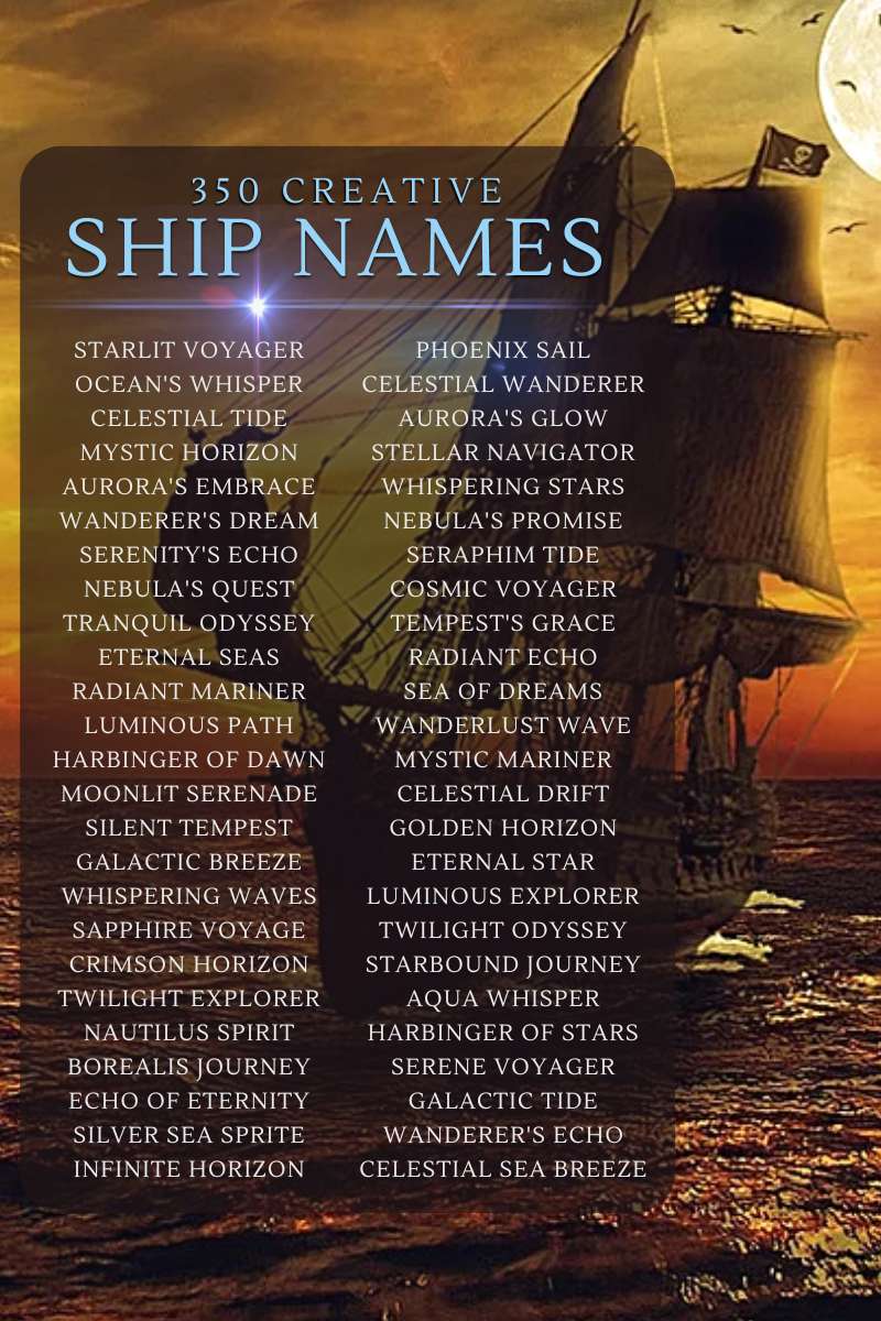 Ship name Generator and a list of 350 Creative and Unique Ship names